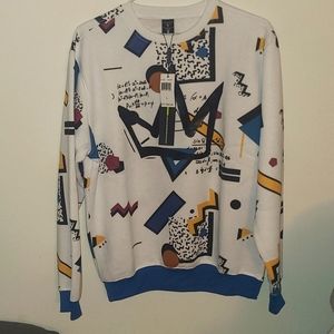 Urban style sweatshirt with multi-color splatter's exactly what you need! Size L